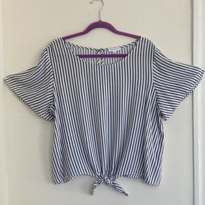 Sociallite Womens Top Size XL Striped Tie-Waist Billowy Lightweight Bohemian